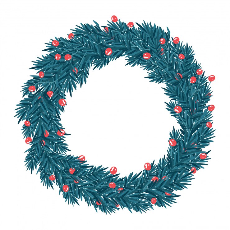 Christmas wreath isolated on white background
