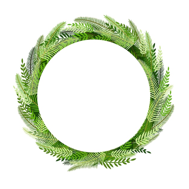 Vector christmas wreath made of natural pine and plants for postcards posters banners illustration