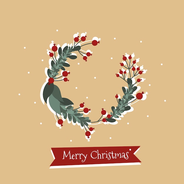 Vector christmas wreath new year card