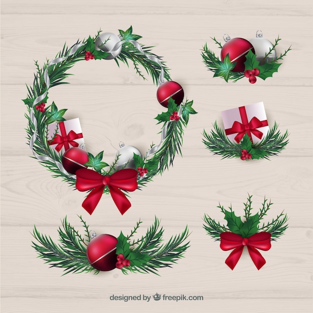 Christmas wreath and other decorative elements