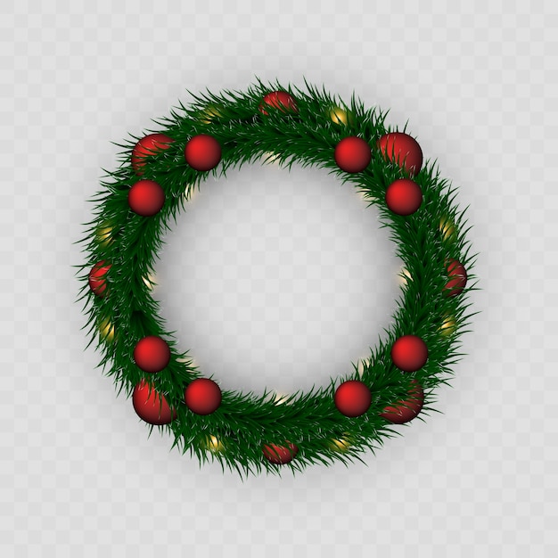 Vector christmas wreath. png wreath. garland. christmas. celebration. checkered background.