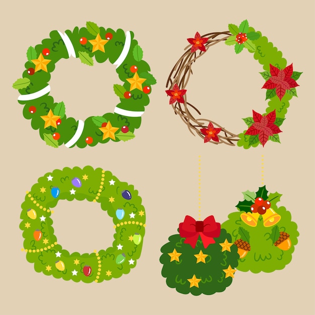 Christmas wreath vector.