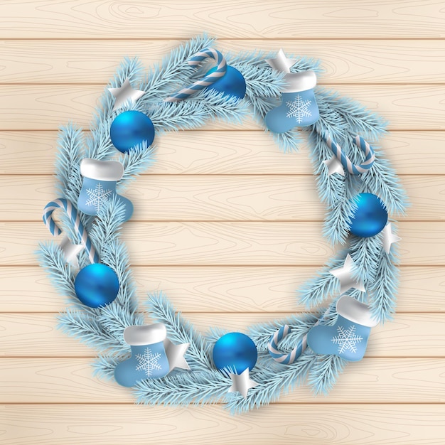 Vector christmas wreath on white background
