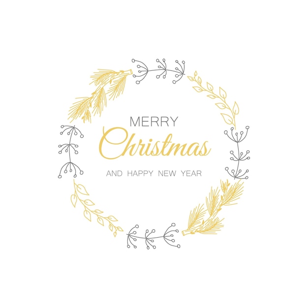 黒と金の枝を持つクリスマス リース。カード、バナー、チラシのモダンなデザイン。