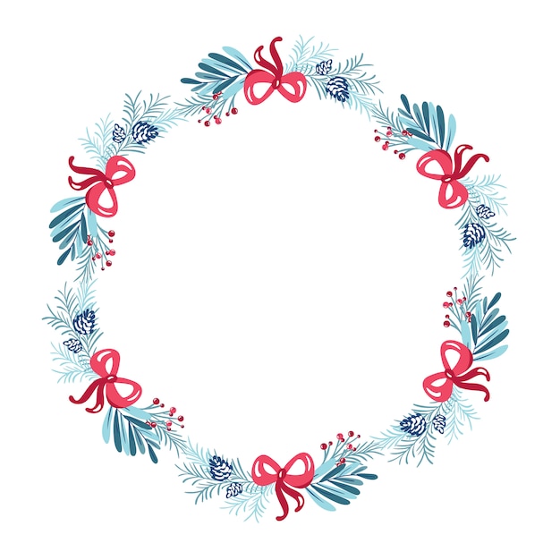 Christmas wreath with bouquet flower frame