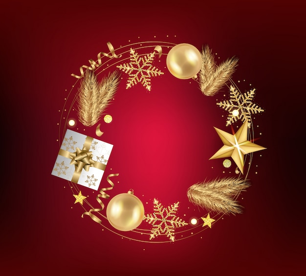 Christmas wreath with golden decoration