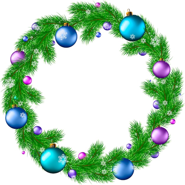 Christmas wreath with rblue balls