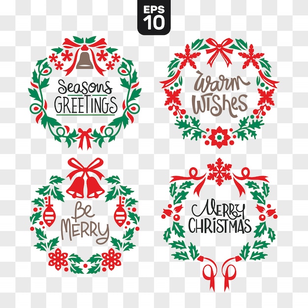Christmas wreaths cutting file collection set with wishes quote
