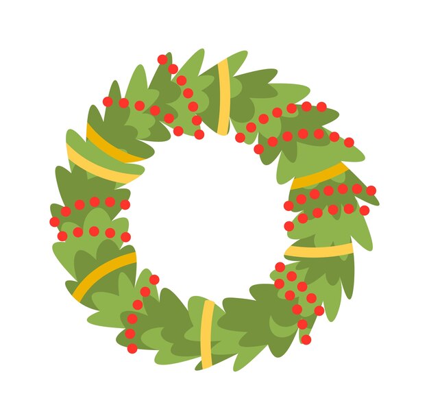 Vector christmas wreaths decoration flat illustration