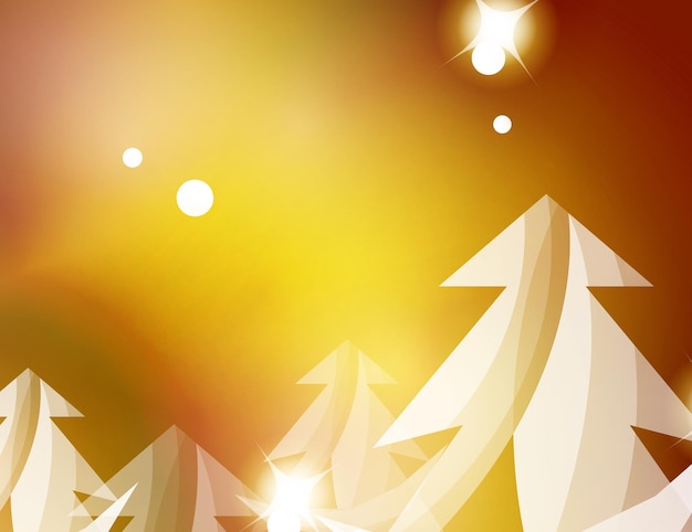 Vector christmas yellow abstract background with white transparent snowflakes