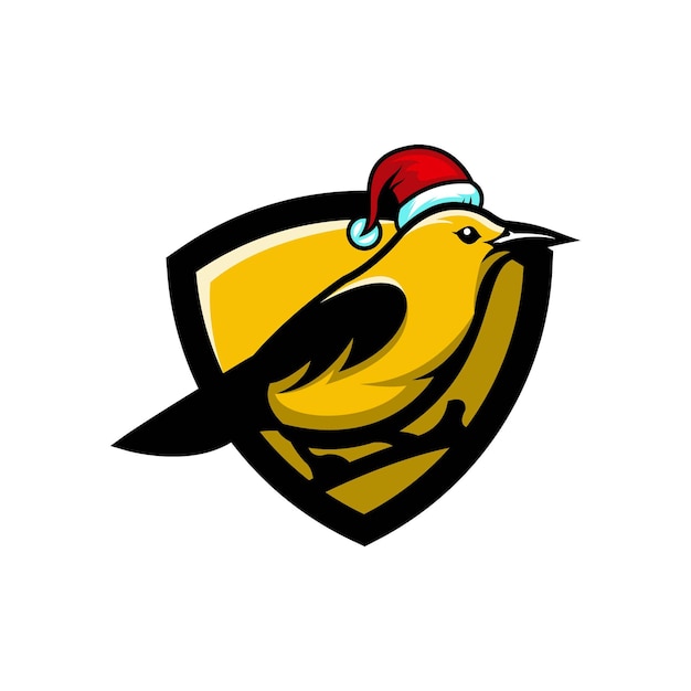 Christmas yellow bird cute character logo