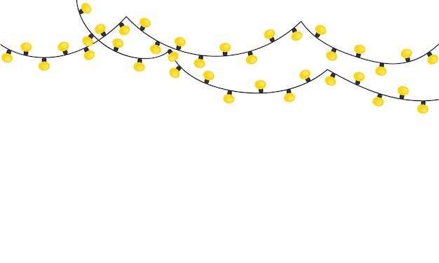 Christmas yellow lights isolated on white background bright garland lights decoration new year's