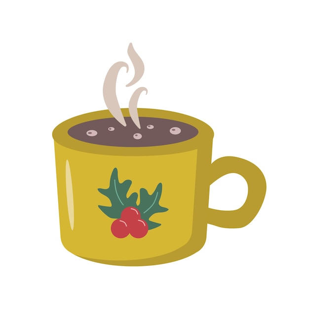 christmas yellow mug isolated on white background