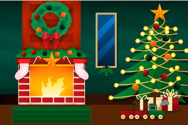 Vector christmast background scene flat vector design