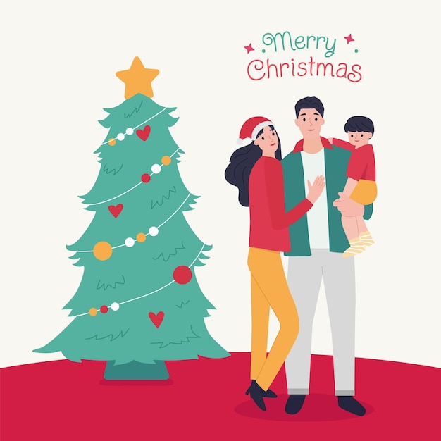 Christmast familly illustration