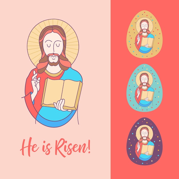 Christus is opgestaan! vector illustratie. jezus christus.