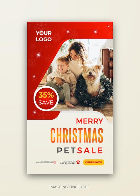 Natale capodanno animali vendita instagram story template design