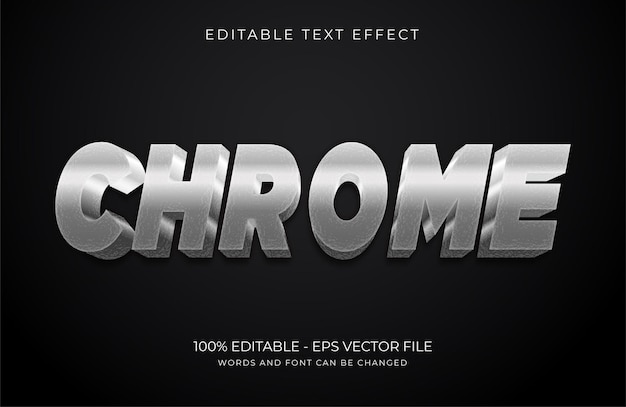 Chrome bewerkbaar teksteffect premium vector