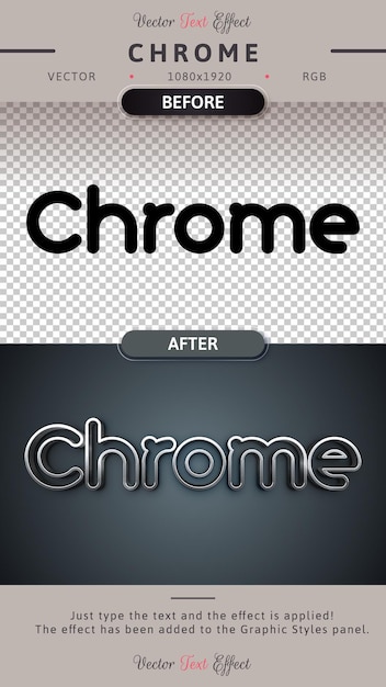 Стиль шрифта с редактируемым текстовым эффектом Chrome