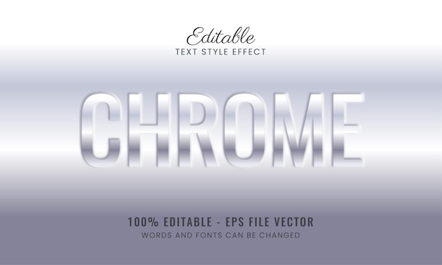 Chrome editable text effect metallic and shiny with neomorphsim style premium vector