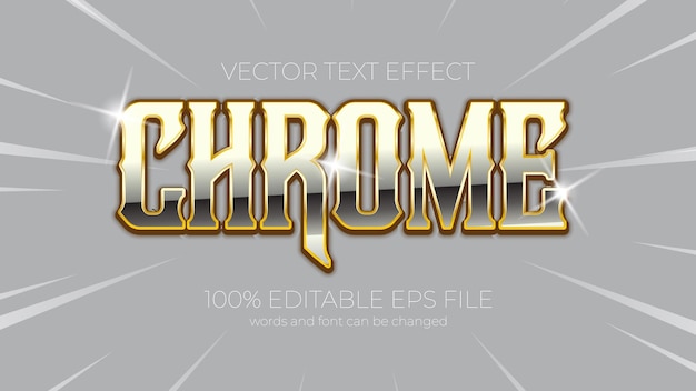 Chrome editable text effect style EPS editable chrome text effect