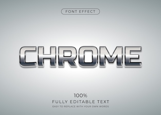 ベクトル chromeテキスト効果。編集可能なフォントスタイル