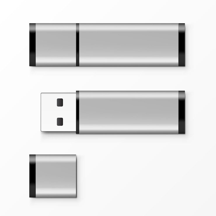 Vector chrome usb flash drive template for advertising branding and corporate identity