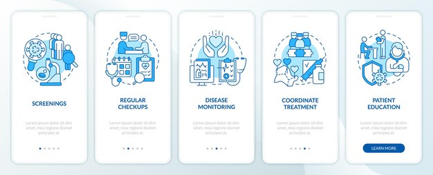 Chronic disease management approach blue onboarding mobile app screen