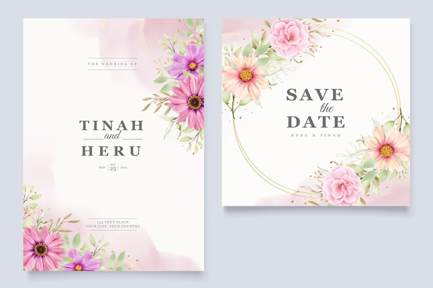 Chrysanthemum huwelijk uitnodigingskaarten set