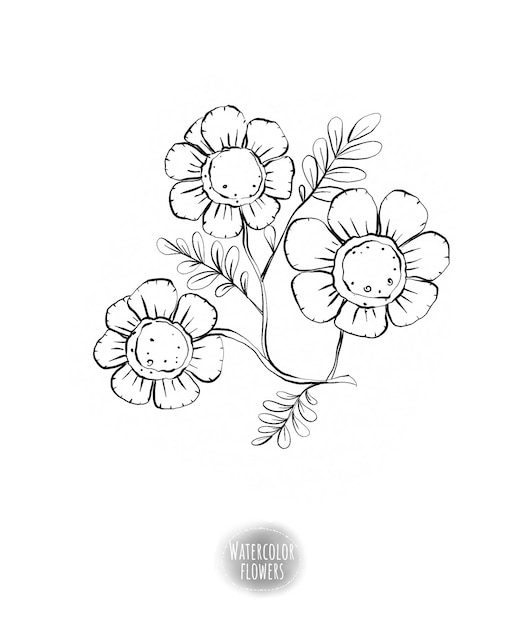 Chrysanthemum, sunflower, belladonna, calendula, zinnia. Postcard, pattern for T-shirt