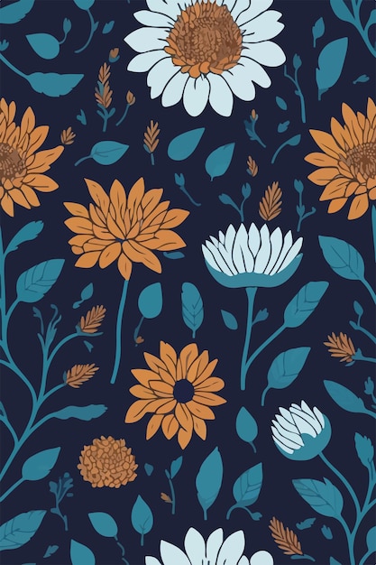 Chrysanthemums Whimsy Crafting a Floral Pattern Illustration