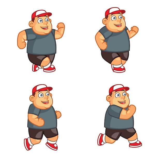 Vettore sprite di animazione del fumetto chubby boy