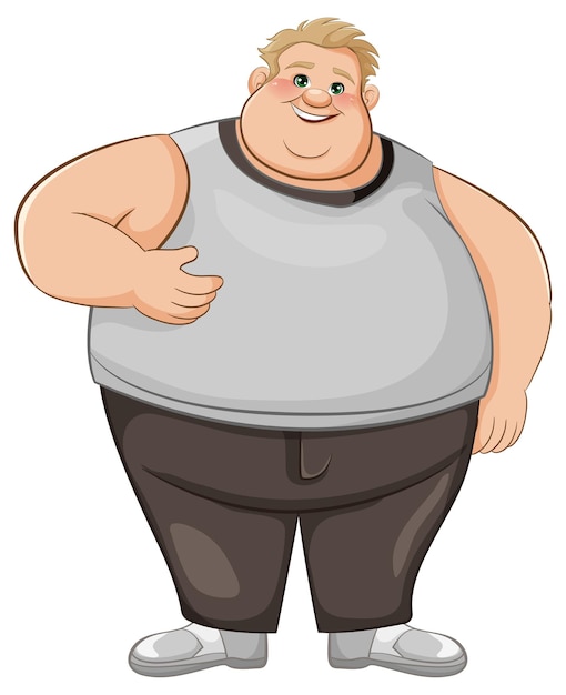 Vector chubby cartoon character in tank top