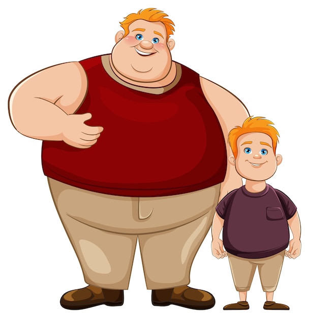 Chubby Father and Son Cartoon