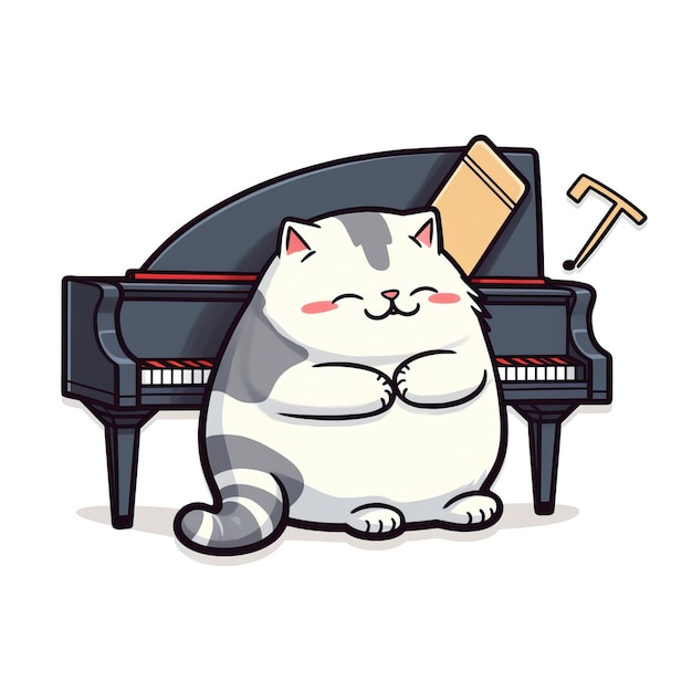 Vector chubby lazy cat logo 2d