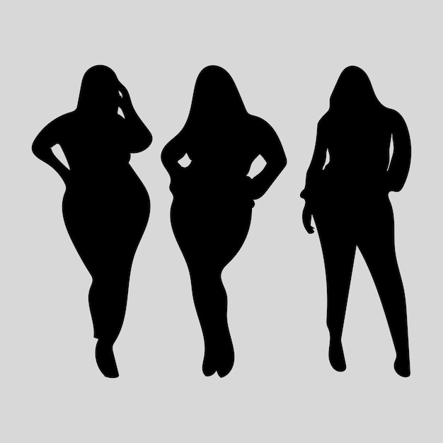 chubby Woman standing pose Silhouette vector stock image