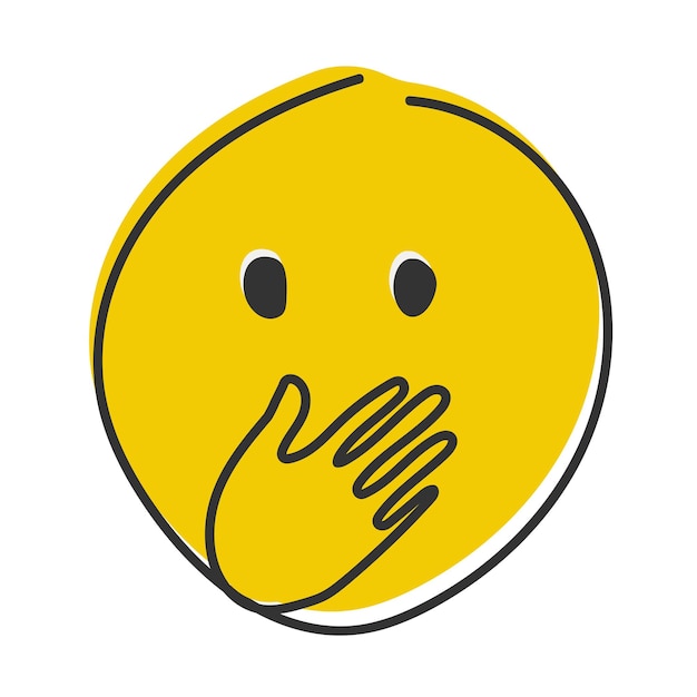 Chuckle Emoji Emoticon cover mouth with hand while laughing Hand drawn flat style emoticon