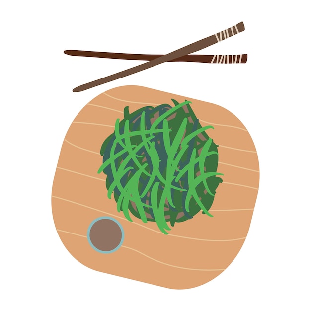 Chuka zeewier met souce. Aziatisch eten, asianfood vectorillustratie