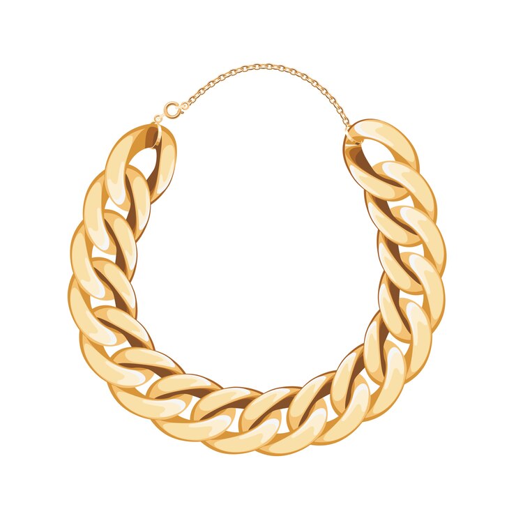 Chunky chain golden metallic necklace or bracelet. Personal fashion accessory .