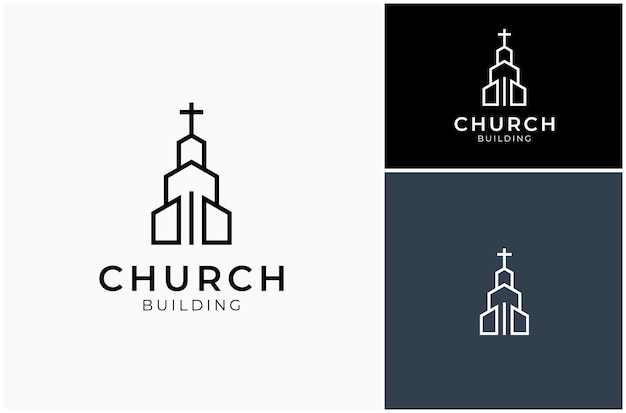 church chapel catholic christian worship prayer pastor priest vector logo design illustration