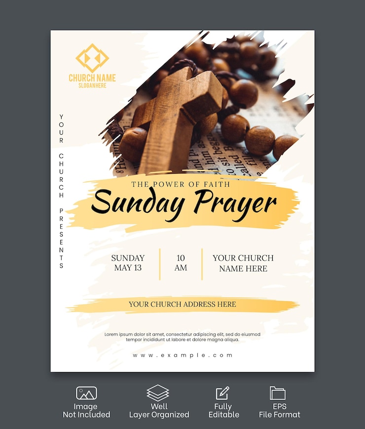Vector church conference flyer design template