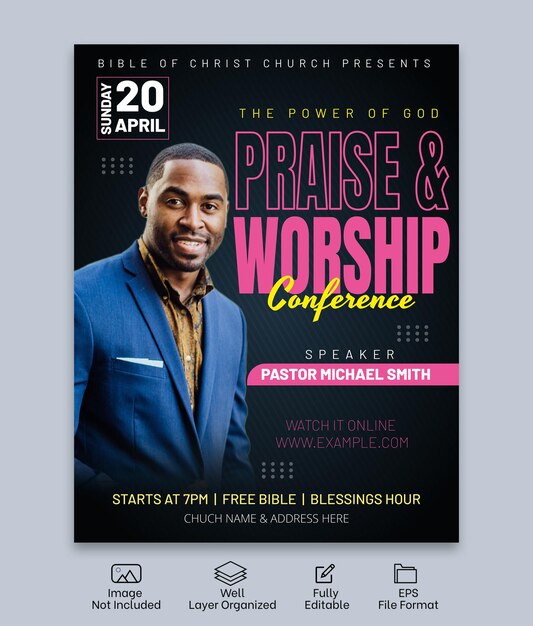 Church conference flyer design template