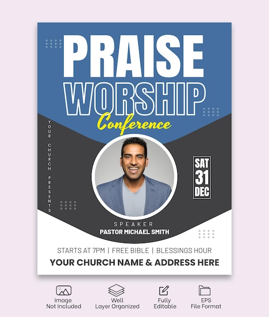 Vector church conference flyer design template