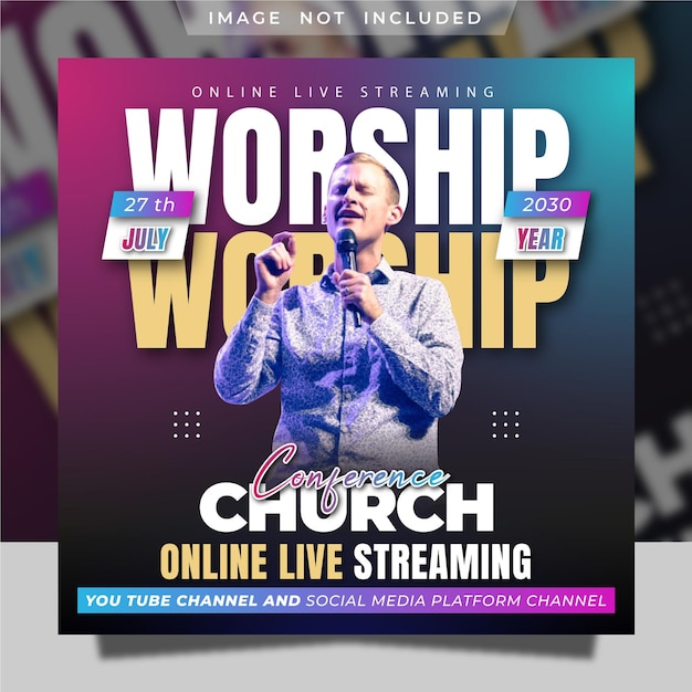 Vector church conference flyer social media post and instagram web banner