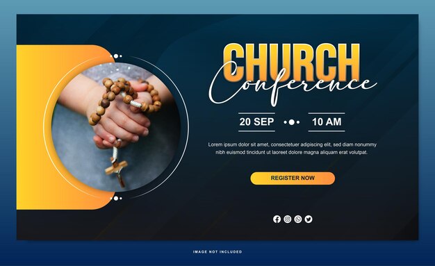 Vector church conference flyer social media post web banner