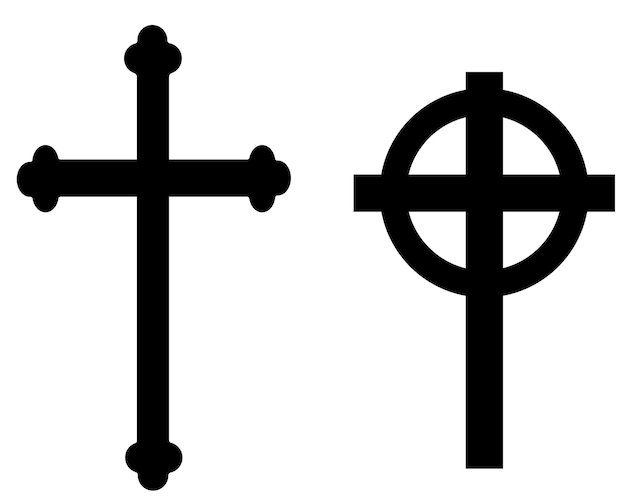教会の十字架セット 死と葬儀のベクトルイラスト