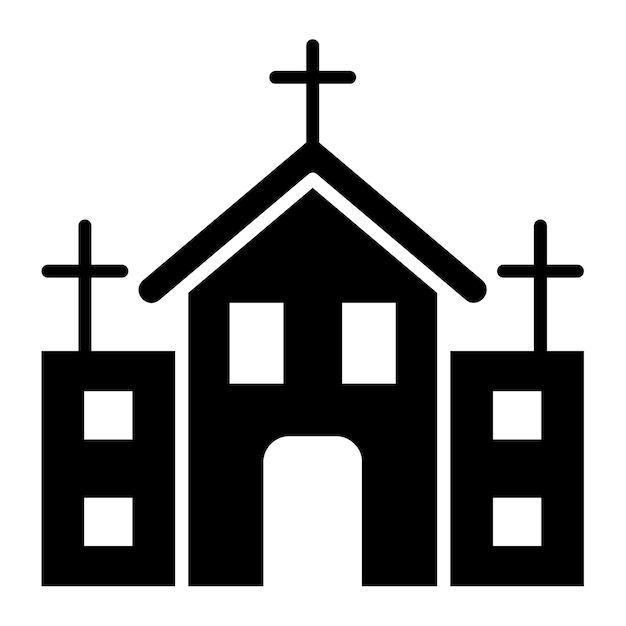 Church Glyph Solid Black Illustration