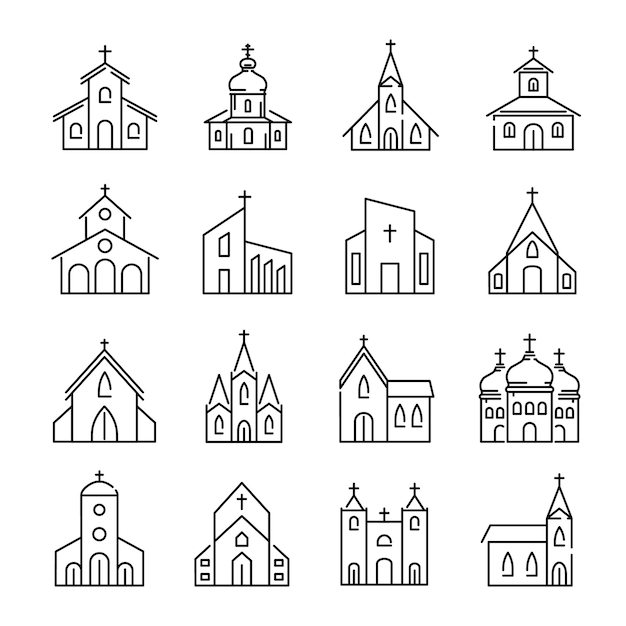 Vector church icon church icon set religion icon set