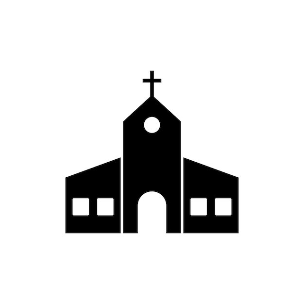 Disegno del logo dell'illustrazione del modello vettoriale dell'icona della chiesa