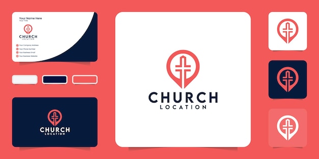 教会の場所のインスピレーションのロゴと名刺のインスピレーション
